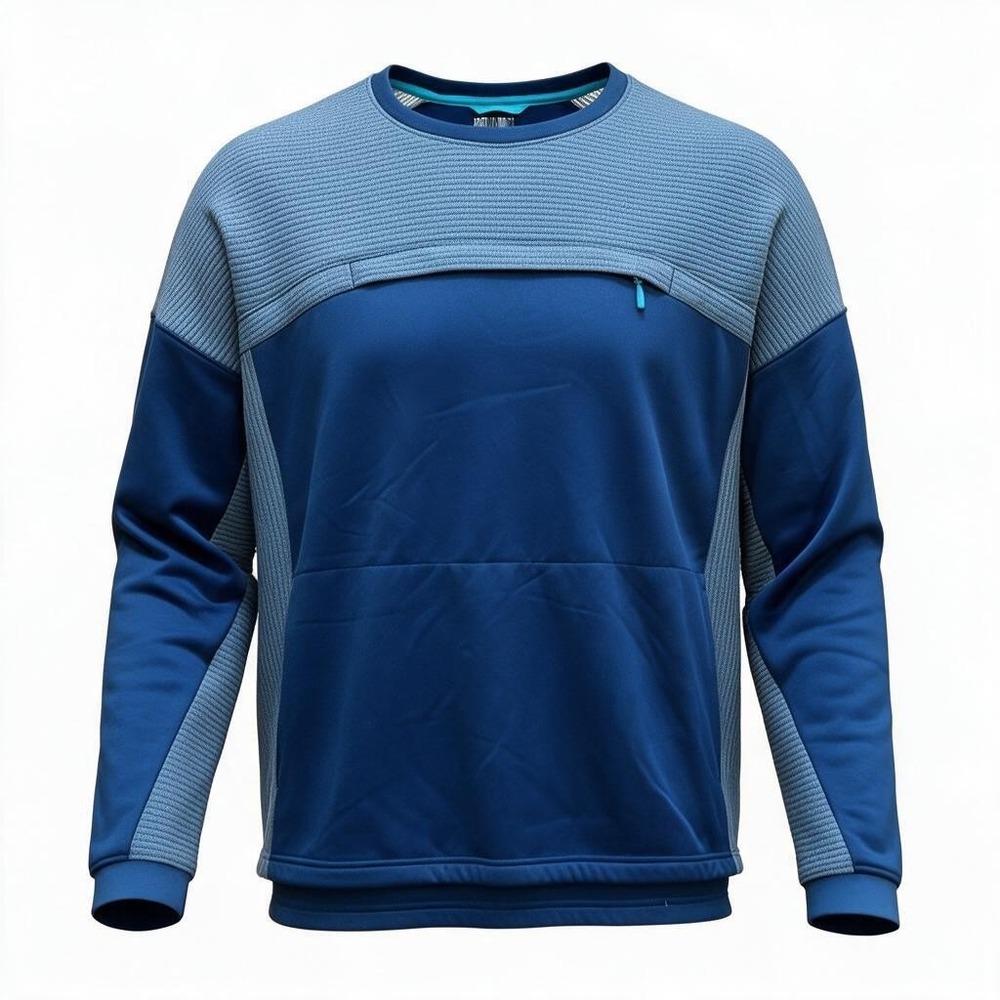 Duluth Trading Co Sweatshirt Mens 3XL Blue Mixed Media Ribbed Fleece Pullover